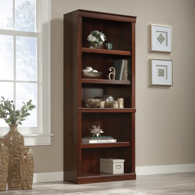 72"H 5-Shelf Bookcase, Mulled Cherry