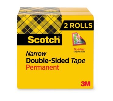 Scotch Double Sided Tape, Permanent, 2 Tape Rolls, 1/2 in x 900 in, Home Office Supplies and School Supplies for College and Classrooms