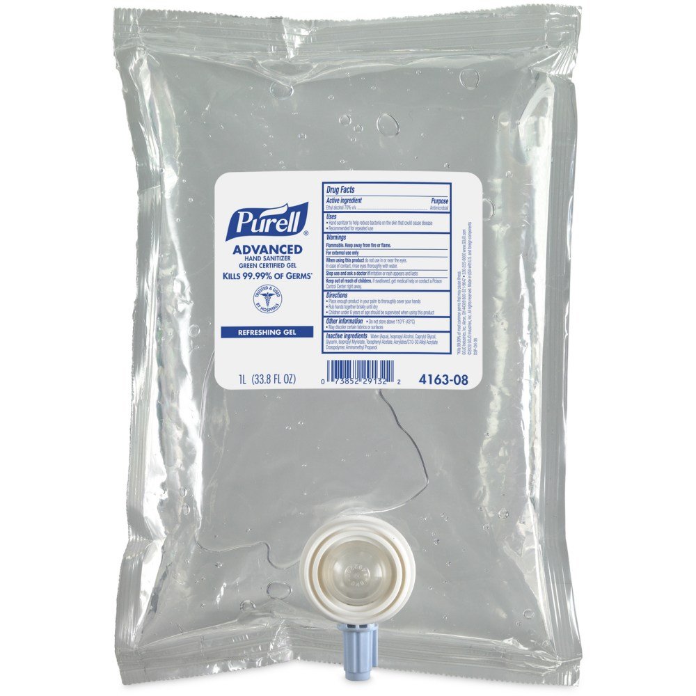 PURELL Advanced Hand Sanitizer Green Certified Gel Refill, Unscented, 1,000 mL