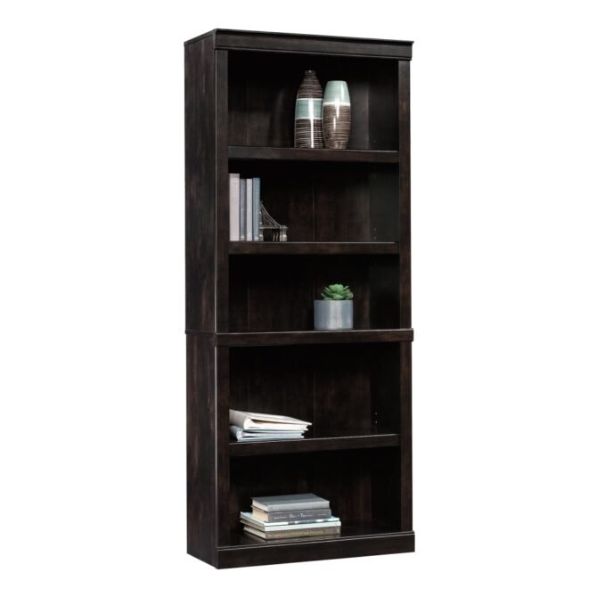 72"H 5-Shelf Bookcase, Peppered Black