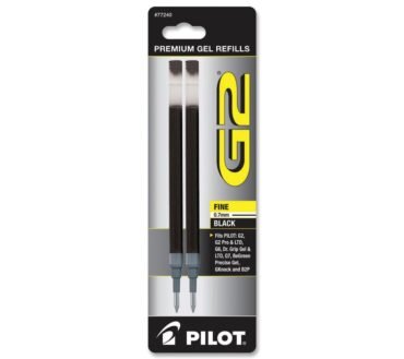 Pilot G2 Gel Refill, Fine Point, 0.7mm, Black Ink, Pack of 2 Refills