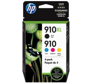 HP 910XL Black/910 Cyan; Magenta; Yellow High-Yield Ink Cartridges, Pack Of 4, 3JB41AN