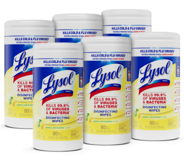 Lysol Disinfecting Wipes, Lemon & Lime Blossom Scent, 80 Sheets Per Tub, Box Of 6
