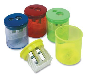 TPG Creations Eisen Pencil Sharpener, Two-Hole, 1.5 x 1.75, Randomly Assorted Barrel and Lid Colors