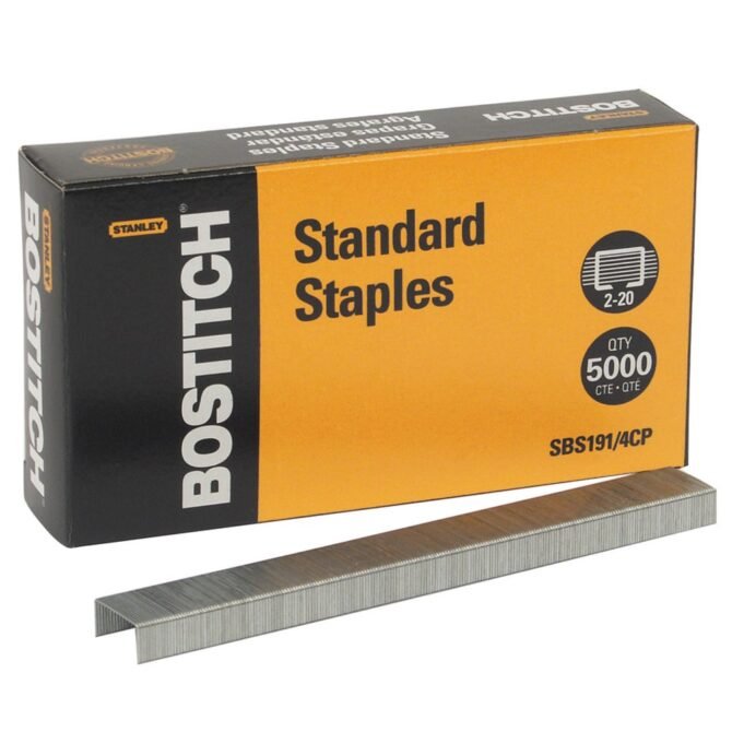 Bostitch Premium Standard Staples, 1/4" Size, Full Strip, Box Of 5,000