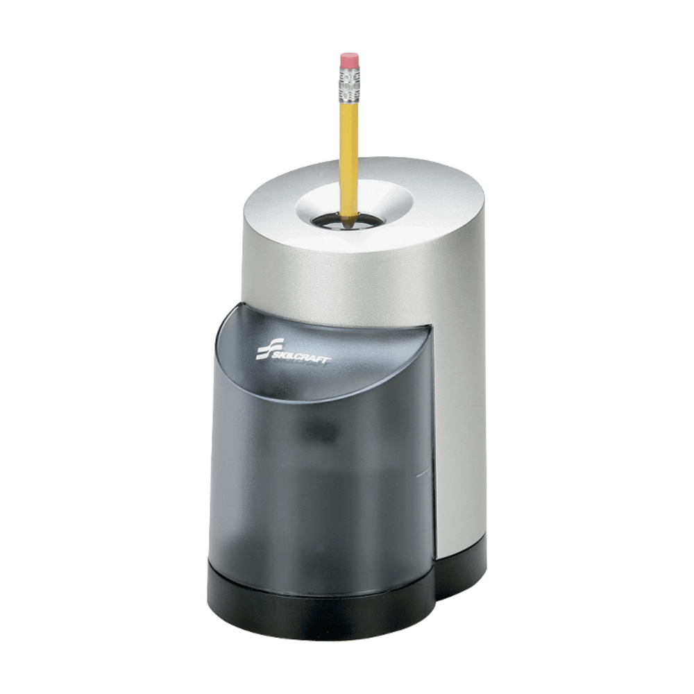 SKILCRAFT Electric Pencil Sharpener, 5 3/4" x 3 3/4", Black/Silver (AbilityOne 7520-01-241-4229)