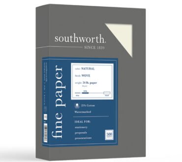 Southworth 25% Cotton Business Paper, 8 1/2" x 11", 24 Lb, Natural, Box Of 500