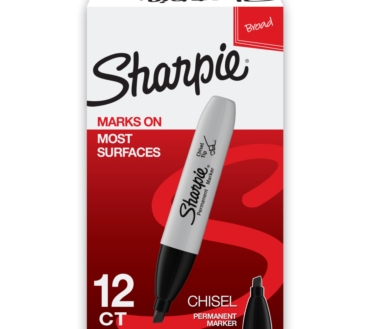 Sharpie Permanent Markers, Chisel Tip, Black Ink, Pack Of 12 Markers