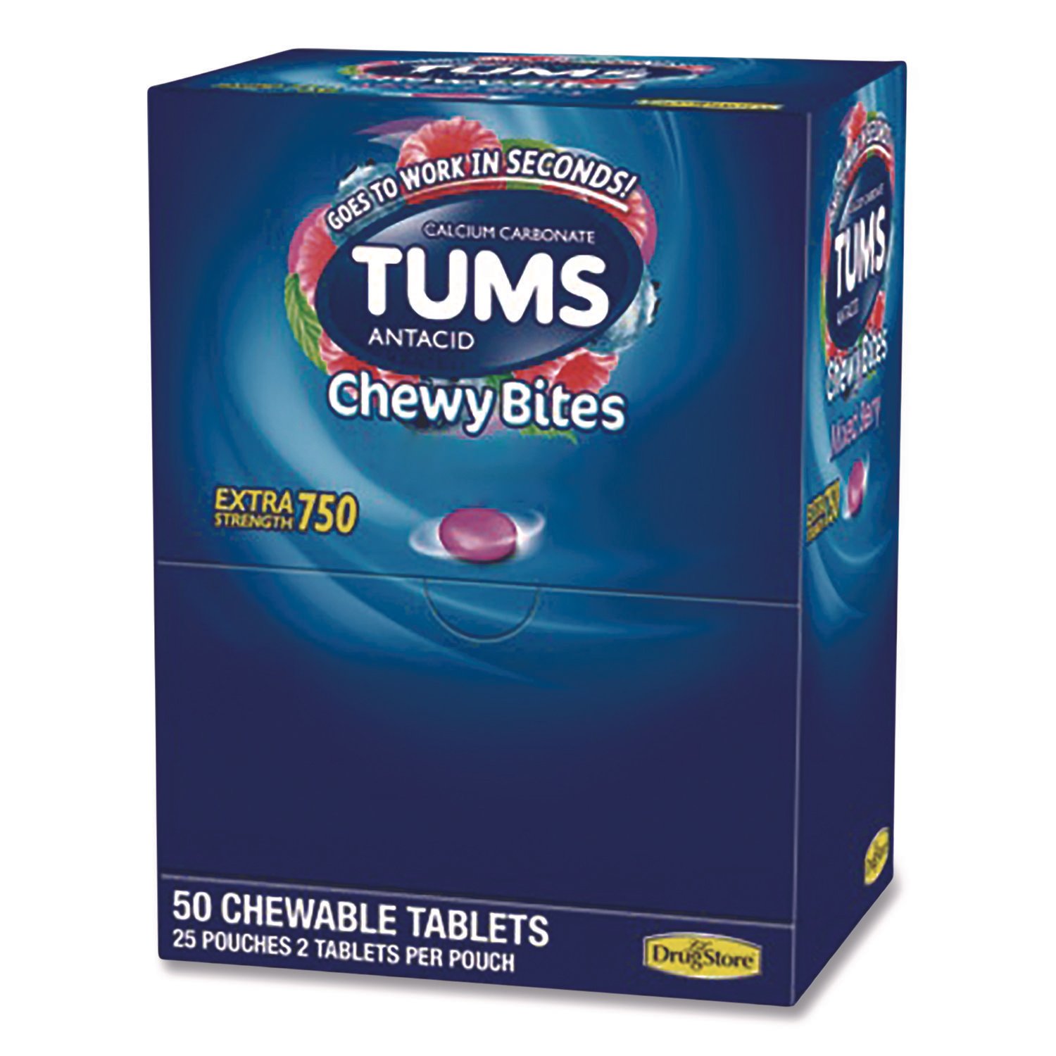 Lil' Drugstore TUMS Antacid Chewy Bites, 2 Tablets/Pouch, 25 Pouches/Box
