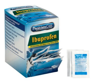 PhysiciansCare Ibuprofen Pain Reliever Medication, 2 Tablets Per Packet, Box of 50 Packets