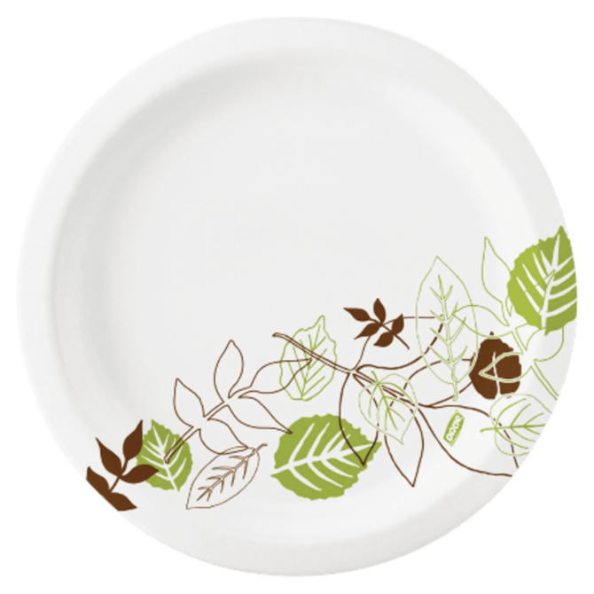 Dixie Pathways Soak-Proof Shield Mediumweight Paper Plates, 6.87" dia, Green/Burgundy, 125/Pack, 8 Packs/Carton