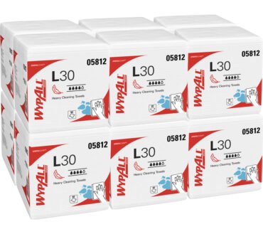 Wypall L30 Economizer Wipes, 12 1/2" x 13", White, 90 Wipes Per Pack, Case Of 12 Packs