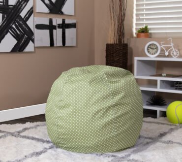 Dillon Small Green Dot Refillable Bean Bag Chair for Kids and Teens