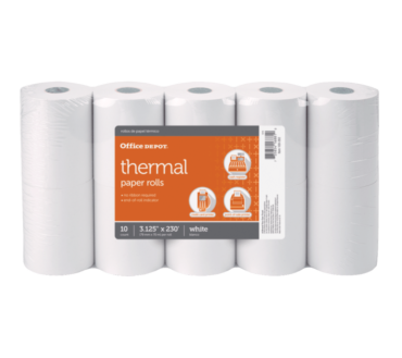 Thermal Paper Rolls, 3-1/8" x 230', White, Pack Of 10