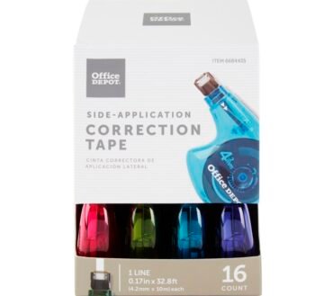 Side-Application Correction Tape, 1 Line x 392", Pack Of 16 Cartridges