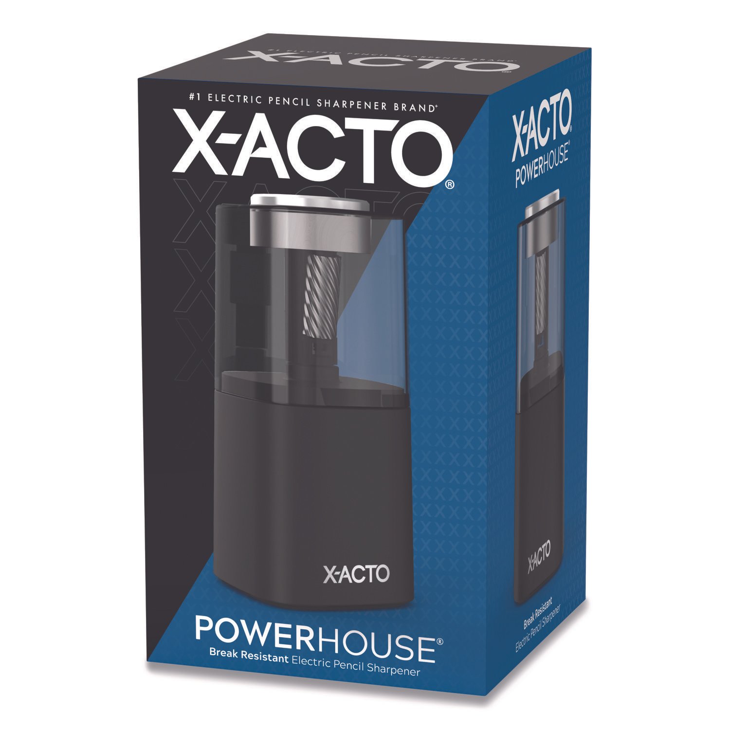 X-ACTO Model 1799 Powerhouse Office Electric Pencil Sharpener, AC-Powered, 3 x 3 x 7, Black/Silver/Smoke