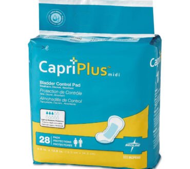 Medline Capri Plus Bladder Control Pads, Extra Plus, 6.5" x 13.5", 28/Pack, 6/Carton