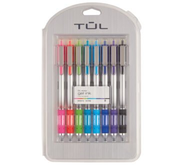 TUL GL Series Retractable Gel Pens, Fine Point, 0.5 mm, Silver Barrel, Assorted Bright Inks, Pack Of 8 Pens