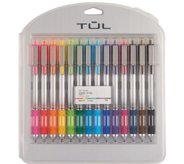 TUL GL Series Retractable Gel Pens, Medium Point, 0.7 mm, Silver Barrel, Assorted Standard & Bright Ink Colors, Pack Of 14 Pens